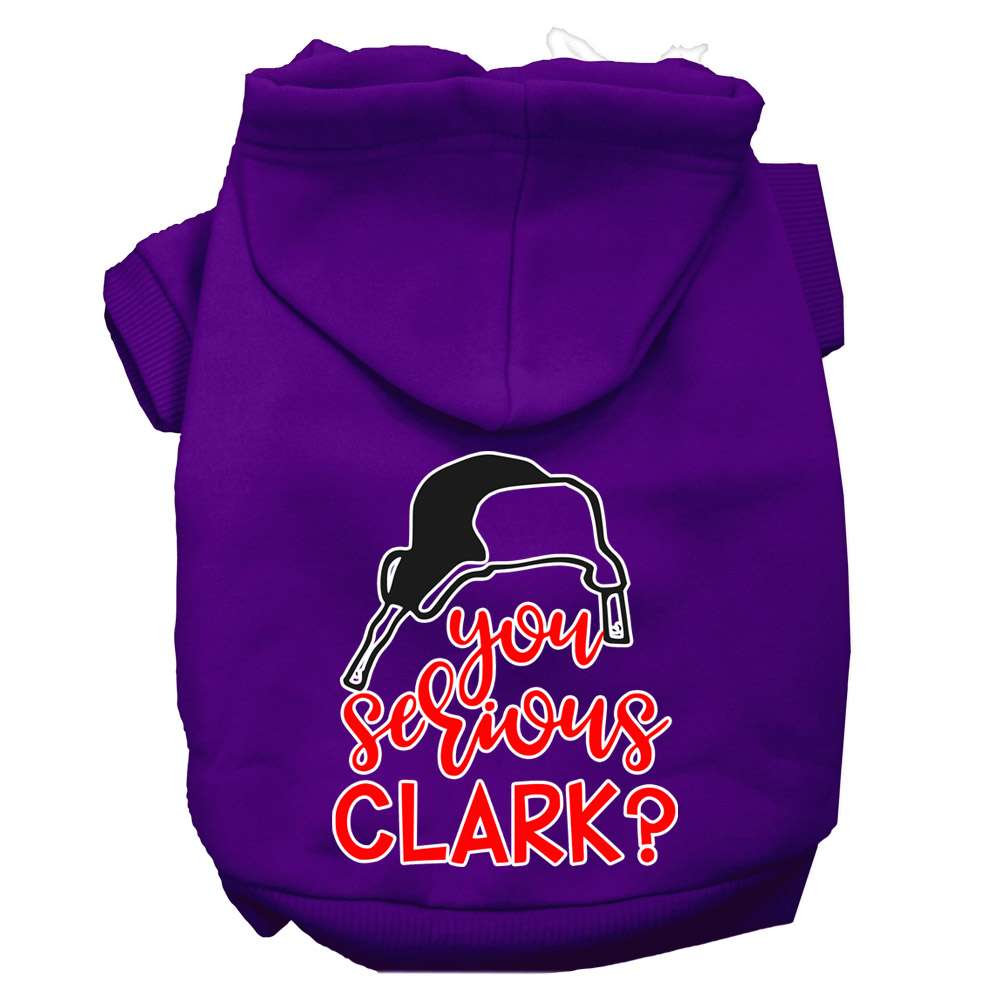 You Serious Clark? Screen Print Dog Hoodie Purple L